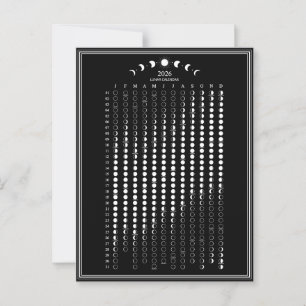 2026 Mondphasen-Lunar-Zyklen-Kalender Minimalist Postkarte