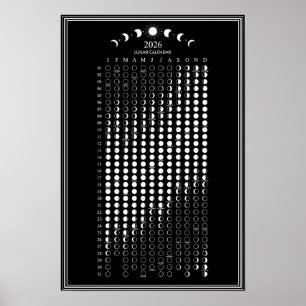 2026 Mondphasen-Lunarzyklen-Kalender Minimalist Poster