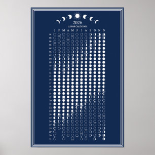 2026 Mondphasen-Lunarzyklen-Kalender Minimalist Poster