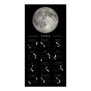 2026 Mondphasen-Wandkalender 35,5 x 71 cm Poster