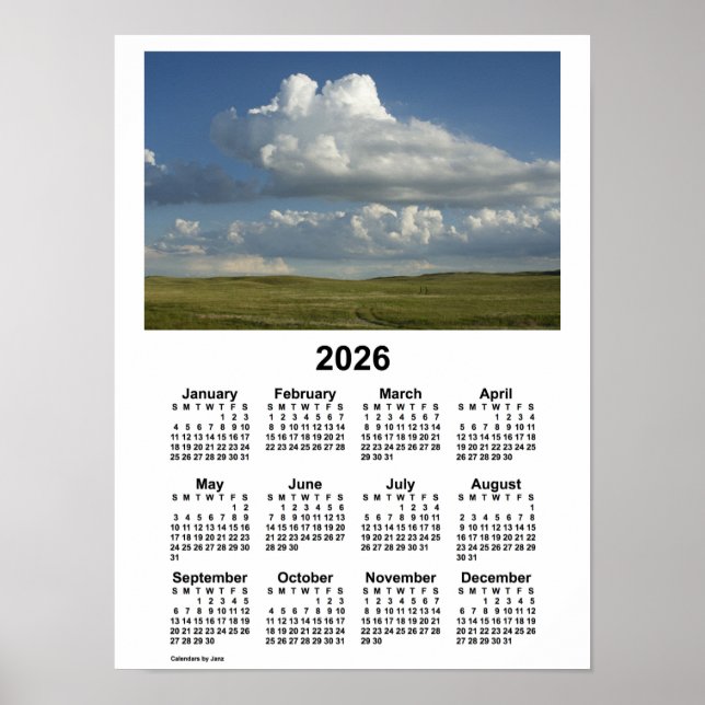 2026 Nebraska Sandhills Calendar von Janz Poster (Vorne)