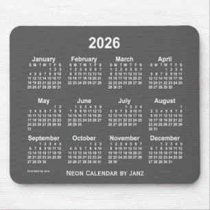 2026 Neon Charcoal Calendar by Janz Mousepad