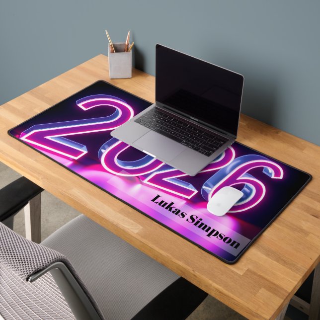 2026 Neon Futuristic Cyberpunk Gaming Schreibtischunterlage (Büro 2)