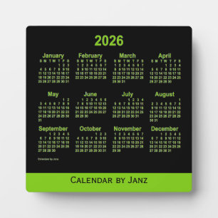 2026 Neon Yellow Green Desk Calendar von Janz Fotoplatte