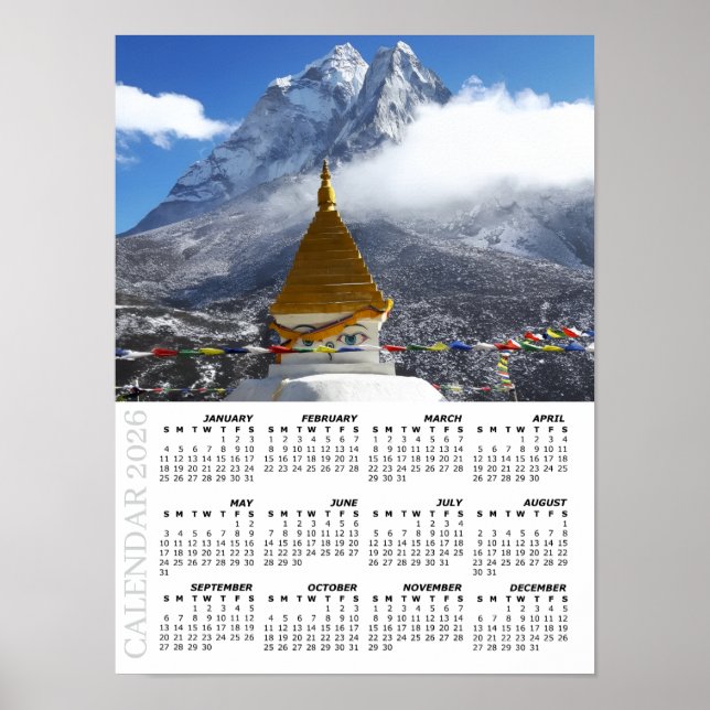 2026 Nepal Kalender, Ama Dablan, Sagarmatha Poster (Vorne)