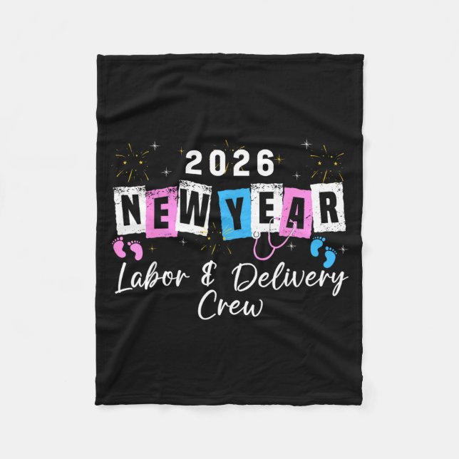 2026 New Year Labor And Delivery Nurse Fireworks E Fleecedecke (Vorderseite)