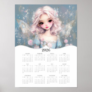 2026 Niedlich Fairy Fantasy Art Full Year Calendar Poster