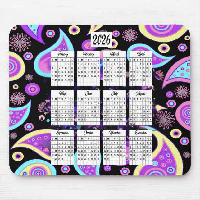 2026 Paisley-Designkalender Mousepad (Vorne)