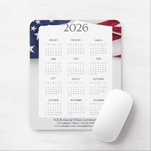2026 Patriotischer Mini-Kalender Mousepad