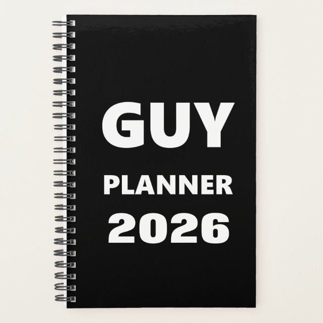 2026 Planner For Men Guy Planner White Font Black (Devant)