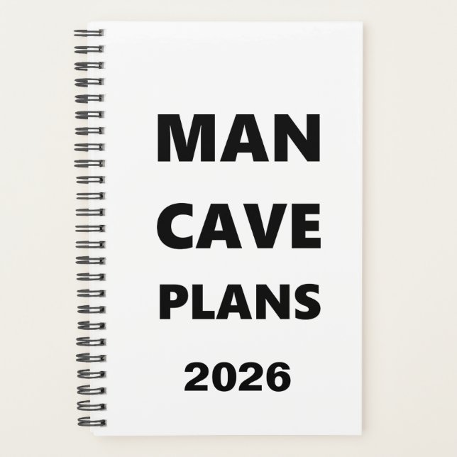 2026 Planner For Men Man Cave Plans Black Font Planer (Vorderseite)