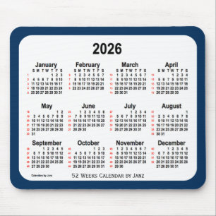 2026 Police Box Blue 52 Weeks Calendar by Janz Mousepad