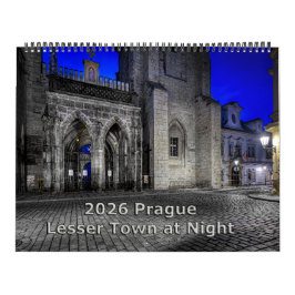 2026 Prag Kleiner Stadtteil bei Nacht Kalender
