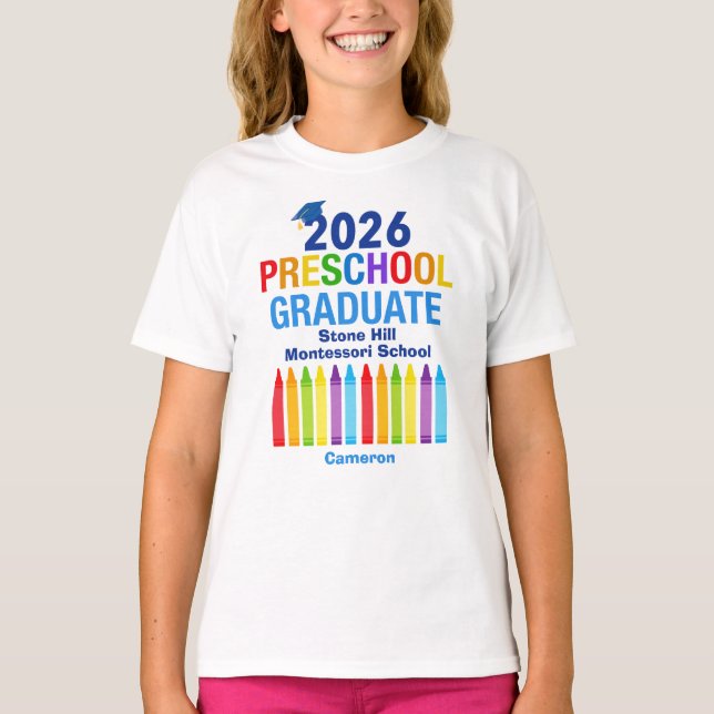 2026 Preschool Graduate Cute Custom Kids T-Shirt (Vorderseite)
