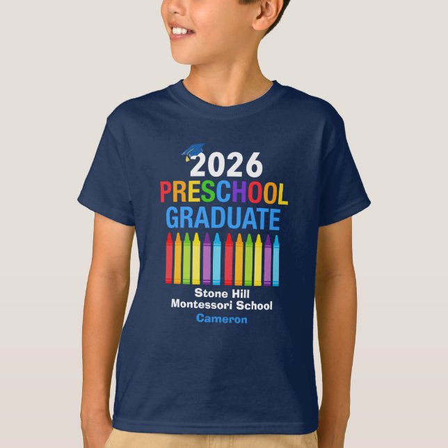 2026 Preschool Graduate Personalized Blue Kids T-Shirt (Vorderseite)