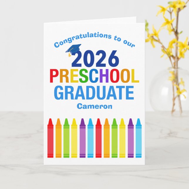 2026 Preschool Graduation Custom Congratulations Karte (Gelbe Blume)