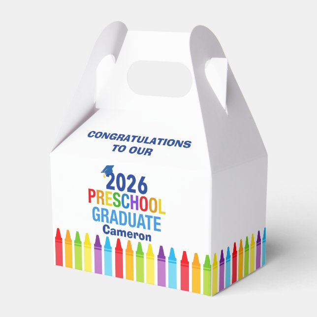 2026 Preschool Graduation Party Custom Graduate Geschenkschachtel (Vorderseite)