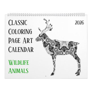 2026 Reh Bär Wildtiere Tiere - Erwachsenen-Malbuch Kalender