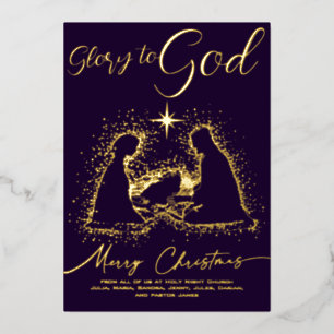 2026 Religious Nativity Manager Ruhm zu Gott Scrip Folien Feiertagskarte