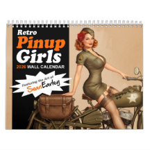 2026 Retro Pin-Up Mädchen Wandkalender
