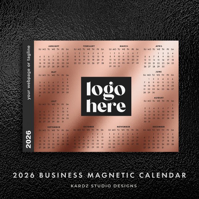 2026 Rose für Firmenlogos - Gold-Volljahreskalende Magnetkarte (Von Creator hochgeladen)