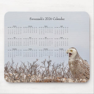 2026 Schneeeule Volljahres-Anpassbarer Kalender Mousepad