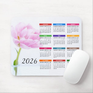 2026 Schöne rosa Peony   Blumenkalender Mousepad