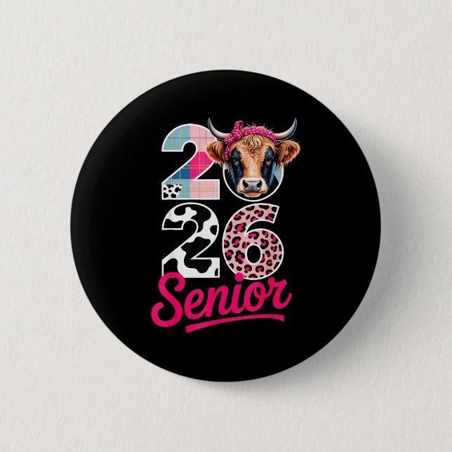 2026 Senior Cow Lovers Graduation Funny Cl Shirt F Button (Vorderseite)
