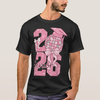 2026 Senior Disco Ball Kokette Schleife Abschlussj T-Shirt