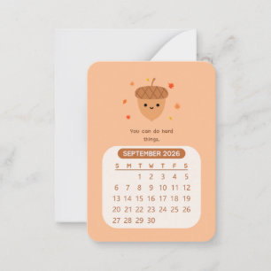 2026 September Monat Kawaii Motivierend Kalender Mitteilungskarte