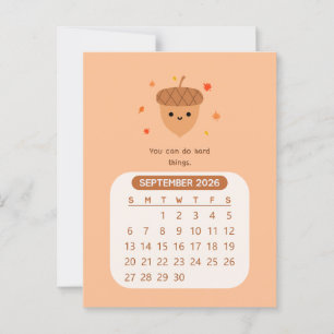 2026 September Monat Kawaii Motivierend Kalender Postkarte