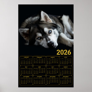 2026 Sibirischer Husky-Kalender Poster