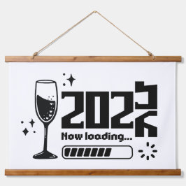 2026 Silvester-Ladevorgang-Typografie Wandteppich Mit Holzrahmen