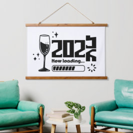 2026 Silvester-Ladevorgang-Typografie Wandteppich Mit Holzrahmen