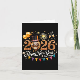 2026 Silvesterfeier Disco-Kugel Gold Festlichkeit Karte