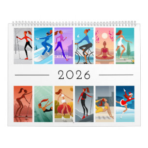 2026 Sport Fitness Junge Frau Mädchen Bunt Kalender