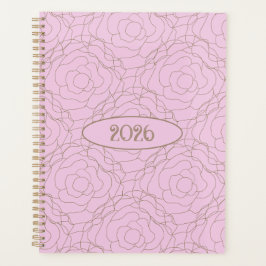 2026 Stained Glass Rose: Gold Rose on Pink Planer