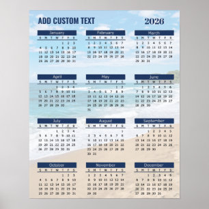 2026 Strandkalenderposter mit individuellem Text   Poster