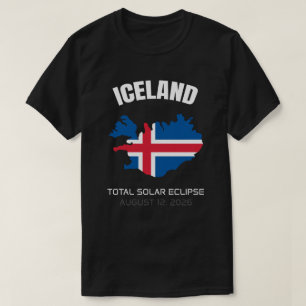 2026 Total Solaire Eclipse Islande Drapeau T-shirt