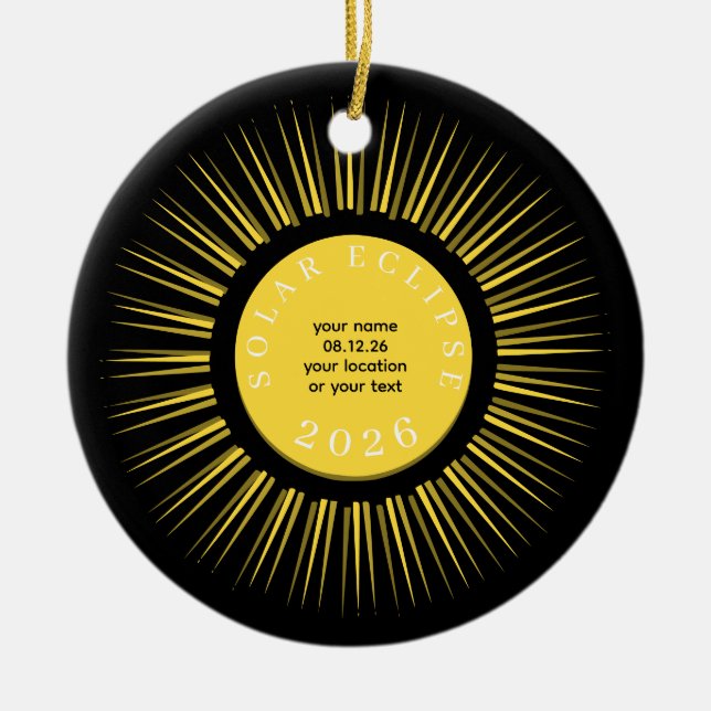 2026 Total solar eclipse your text personalized Keramik Ornament (Vorne)