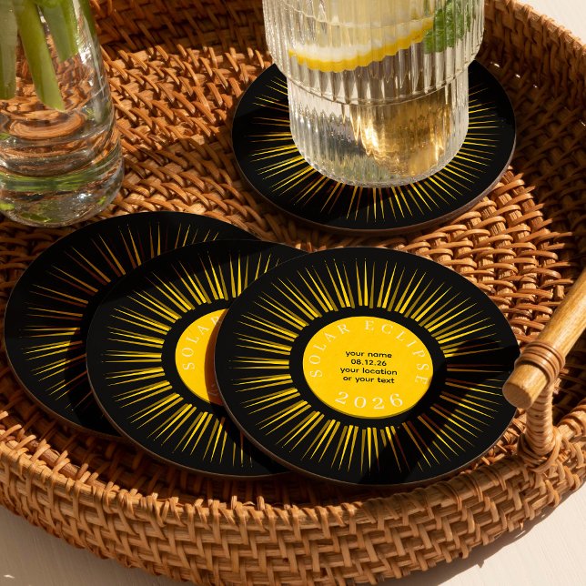 2026 Total solar eclipse your text personalized Runder Pappuntersetzer (Von Creator hochgeladen)