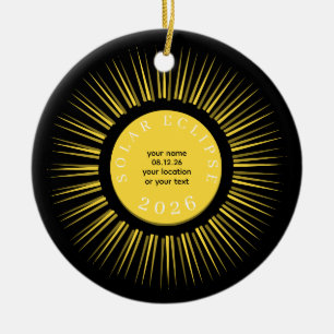 2026 Totale Sonnenfinsternis Ihr Text personalisie Keramik Ornament