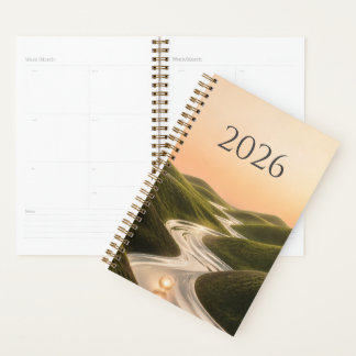 2026 Träumerisch Silber Fluss Grüne Hügel Minimal  Planer