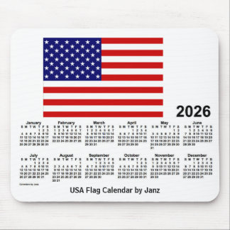 2026 USA Flaggenkalender von Janz Mouse Pad Mousepad