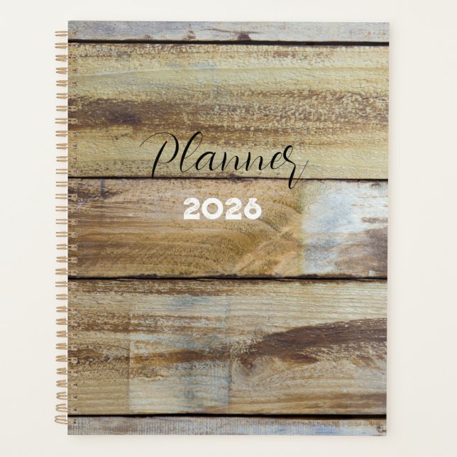 2026 Vintage Weathered Wood Planks Planner  Planer (Vorderseite)