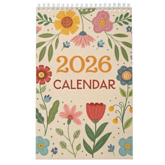 2026 Volkskunst Blumen Wildblumen Cottageco-Kalend Kalender