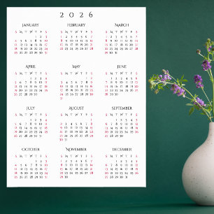 2026 Volljahres-Heimbüro-Jahreskalender an der Wan Poster