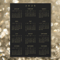 2026 Volljahres-Schwarzgold-Jahreskalender-Magnet