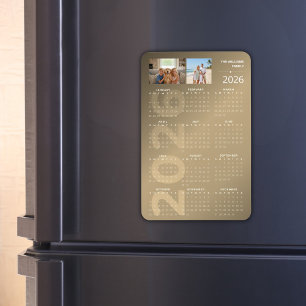 2026 Volljahreskalender Braun Personalisiertes Fot Magnet