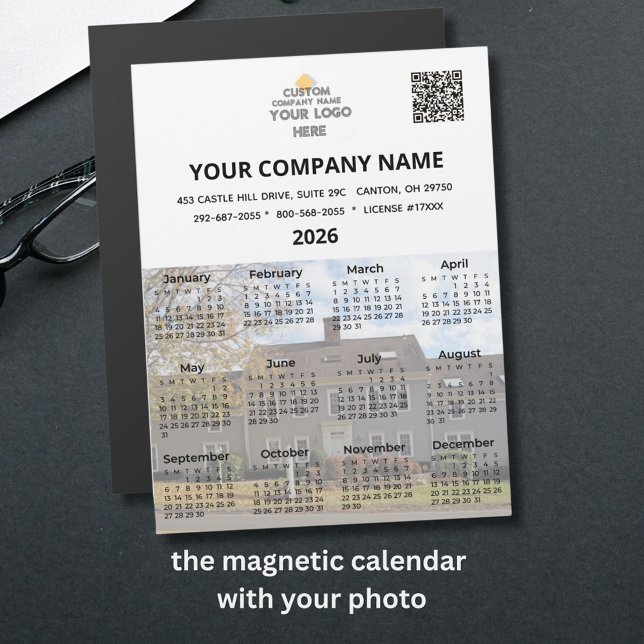 2026 Votre photo Magnet Calendrier Logo QR (Créateur téléchargé)